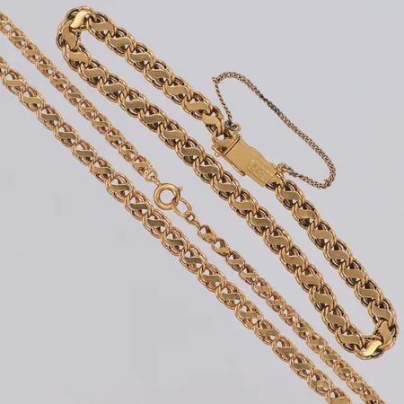 Collier, 1 Armband, defekt lås, 18K Vikt: 12,4 g