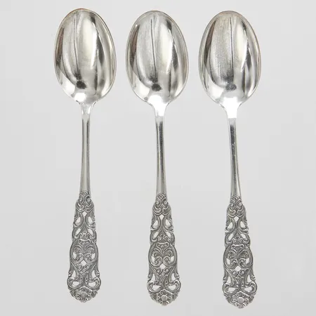 3 Kaffeskedar modell: Valdres, längd: 115mm, norska stämplar, silver 830/1000 Vikt: 28,9 g