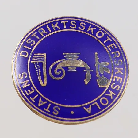 Brosch med blå emalj förgylld baksida Ø18mm silver 830/1000 Vikt: 3,9 g