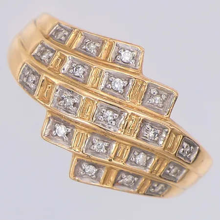 Ring diamanter 19 x ca 0,05ct stl:16¾ Guldfynd, 18K Vikt: 3,6 g