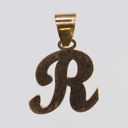 Hänge "R" 16x11mm ink ögla 18K. Vikt: 0,6 g