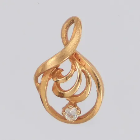Hänge med vit sten, längd 15mm, 18K Vikt: 0,8 g