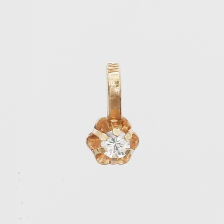 Hänge med vit sten, höjd 8mm, 18K guld Vikt: 0,3 g