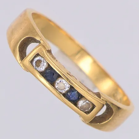 Ring vita och blåa stenar stl:18½, 18K Vikt: 4 g