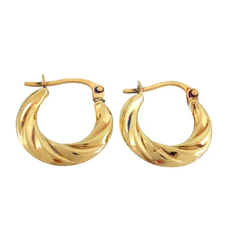 Örhängen Creoler i 18K guld, storlek 14,5 x 16 mm, tjocklek 2,5 mm, UnoAerre Italien, en minimal ojämnhet på ena örhänget Vikt: 0,8 g