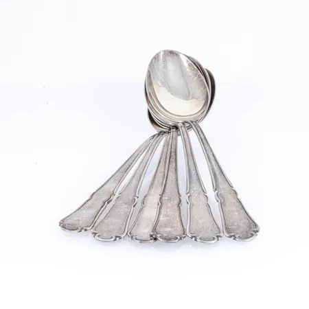 Sex bordsskedar 178 mm 278,1g silver 830/1000. Bruksskick.