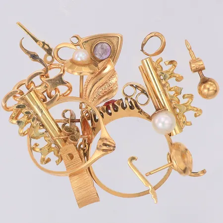 Diverse defekt guld, delvis stenar, 18K Vikt: 11,5 g
