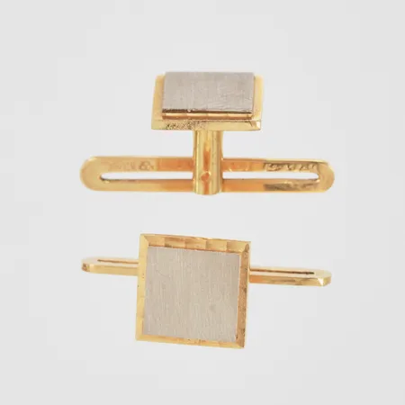 Frackknappar tvåfärgade, 9x9mm, Ceson Guldvaru Ab år 1965, 18K Vikt: 4,2 g
