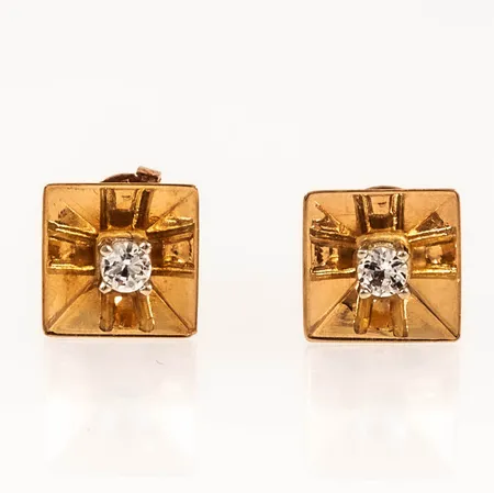 Örhängen med vita stenar mått 8 x 8 mm. 1,7g 18K. 