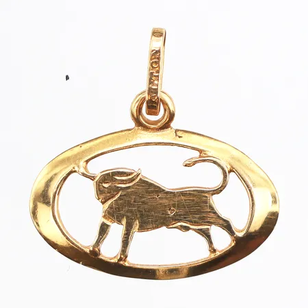 Hänge oxe, längd ca 18,5mm, bredd ca 18,7mm, 18K. Vikt: 1 g