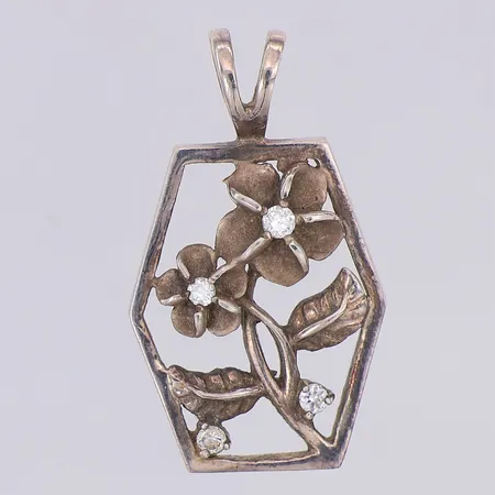 Hänge blommor vita stenar 27mm, silver 830/1000 Vikt: 2,7 g