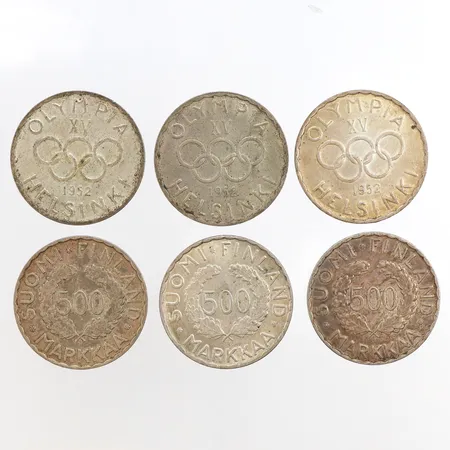 Mynt Finland 500 markkaa, 1952, Olympia Helsinki, 500/1000 silver. Vikt: 72 g