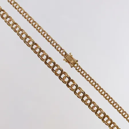 Kedja Bismarck doserad längd 42,5cm bredd 4-6,5mm GFAB 18K. Vikt: 15,4 g