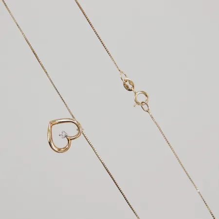 Kedja Venezia 43cm, integrerat hänge hjärta med diamant 1x 0,01ct, 18K Vikt: 2,2 g