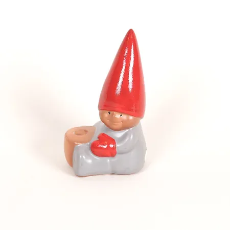 Ljusstake/figurin tomtenisse Lisa Larson, höjd 13cm, glaserat stengods, etikettmärkt