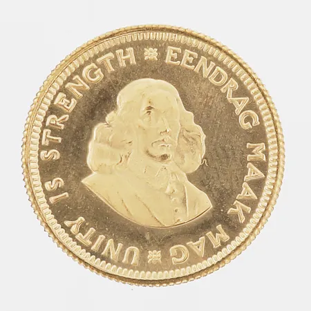 Mynt 1 Rand, Ø19mm, Sydafrika 1977, 22K. Vikt: 4 g
