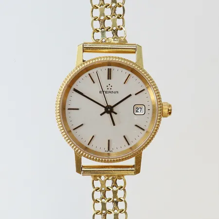 Damur Eterna 18K quartz Ø26mm X-länk armband, längd inklusive boetten 18cm gravyr 18K bruttovikt:19,9g