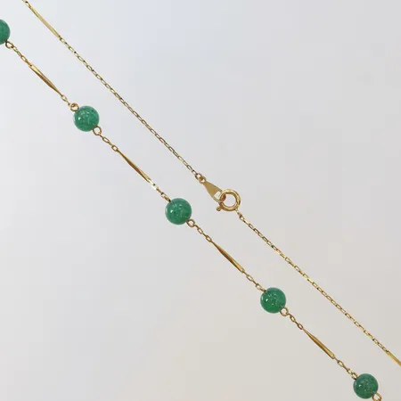 Collier med gröna stenar 45cm bredd 1-6mm 18K Vikt: 4,9 g