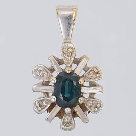Hänge safir diamanter 6 x ca 0,005ct 14mm, kattfot, 18K Vikt: 1,2 g