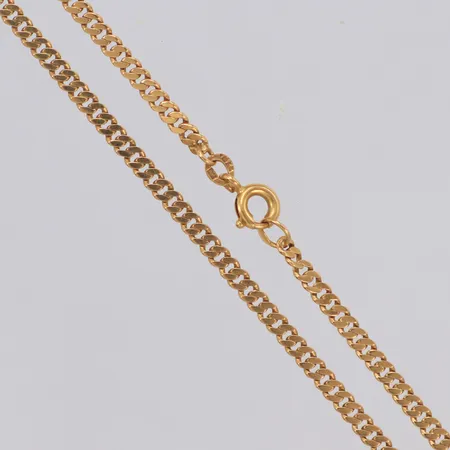Kedja, manglad pansar, längd 43cm, bredd 2,1mm, lätt buckla, importstämplat 18K Vikt: 5,3 g
