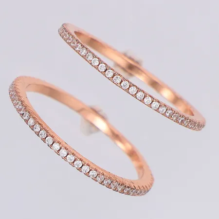 2 Ringar vita stenar förgyllda roséfärgade stl:16½, CN, silver 925/1000 Vikt: 1,9 g