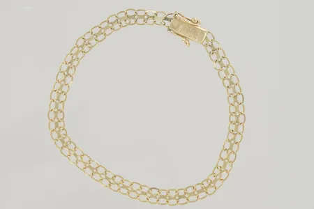 Armband x-länk längd 18,5 cm bredd 5 mm, 18K   Vikt: 5,4 g