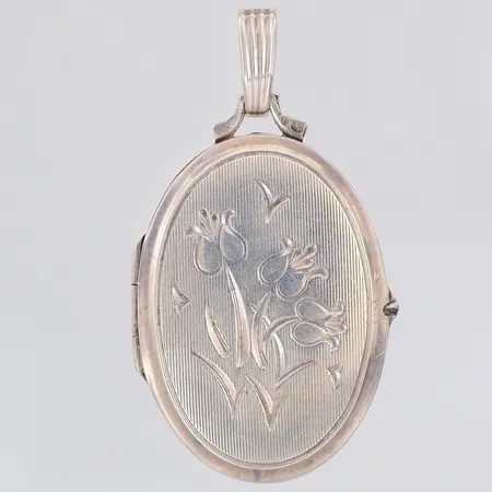 Hänge / medaljong blommor 43mm, K&L, silver 835/1000 Vikt: 11 g