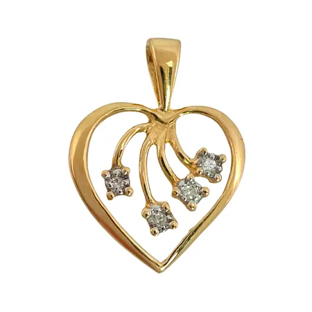 Hänge Hjärta i 18K guld med Diamanter 4 x 0,005ct, längd inkl. ögla 16 mm, bredd 12 mm Vikt: 0,7 g