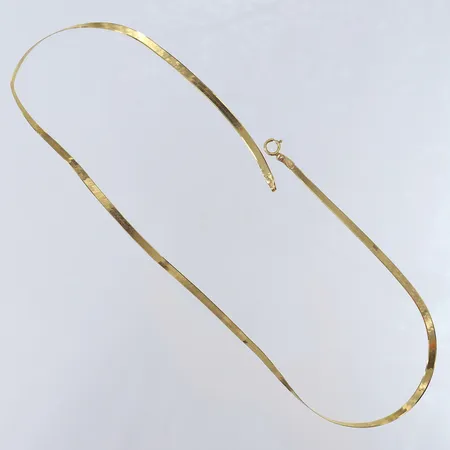 Kedja manglad ormlänk längd 40cm bredd 2,5mm bucklig/skadad 18K. Vikt: 3,8 g