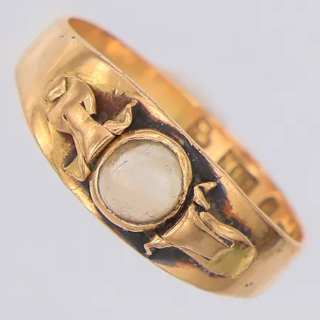 Ring sliten vit sten stl:17, THS, 18K Vikt: 2,5 g