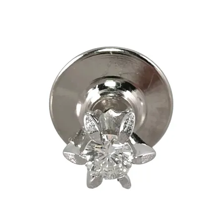 Pins i 14K guld med Diamant 0,15ct, diameter 5,7 mm, nål 11 mm, låsbricka i stål Vikt: 0,8 g