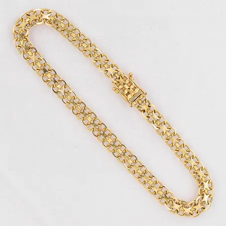 Armband X-länk längd 19cm bredd 5,3mm klämd länkdel 18K Vikt: 7,5 g