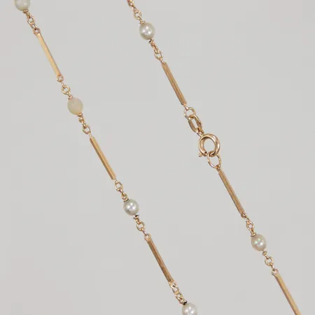 Collier stavar med pärlor, 42cm, bredd 2,5mm, slitage på pärlorna, 18K Vikt: 5,6 g