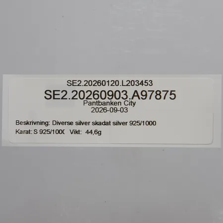 Diverse silver skadat silver 925/1000 Vikt: 44,6 g
