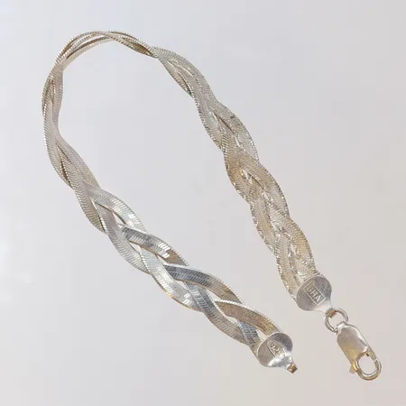 Armband flätad modell längd 19cm bredd 7mm GHA Silver 925/1000 Vikt: 8,2 g