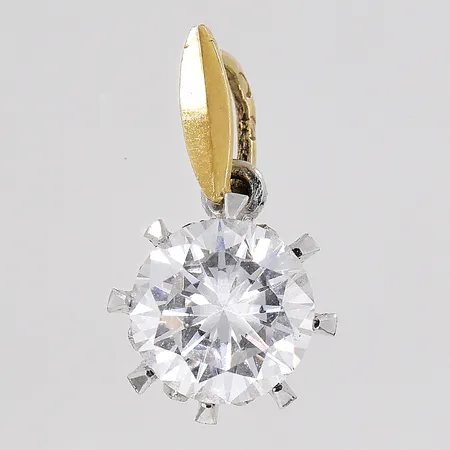 Hänge vit sten Ø 9,5mm vitguld/gulguld 14K Vikt: 1,7 g