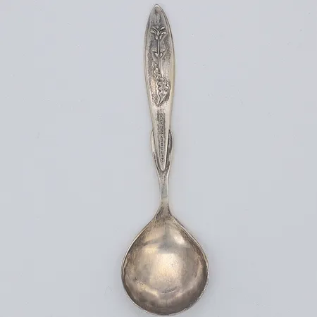 Sked Västerbottens landskapsblomma Kung Karls spira 11,5cm Alton 1961, silver 830/1000 Vikt: 14,9 g