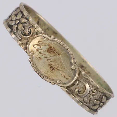 Servettring, bredd 14,6mm, G.K, år 1950, gravyr: Catharina, 830/1000 silver Vikt: 13,9 g