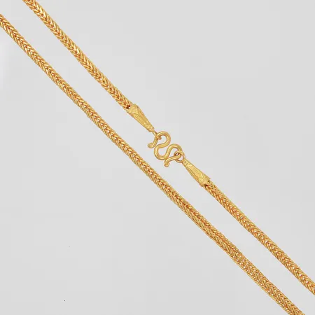 Kedja Rävsvans Thaiguld, 3 Baht, längd 63cm, bredd 5mm, stämplad 96,5%, för 23,16K guld Vikt: 45,5 g