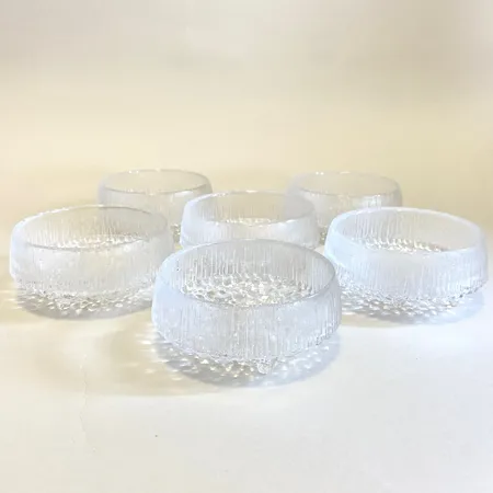 6 Skålar Iittala modell Ultima Thule Ø10cm höjd 5cm design Tapio Wirkkala Skickas med postpaket.