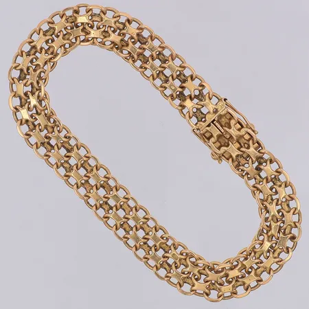 Armband X-länk längd 19cm bredd 8,8mm Brofod Aktiebolaget 1962, 18K Vikt: 19,2 g
