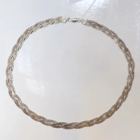 Collier flätad modell längd 43cm bredd 7mm GHA Silver 925/1000 Vikt: 18,3 g
