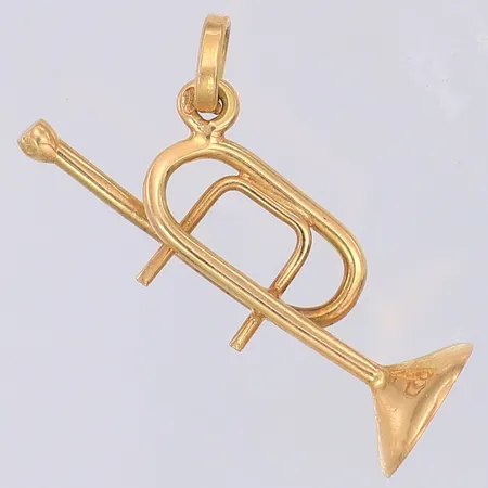 Hänge trumpet ca 25mm, kattfot, 18K Vikt: 1,3 g