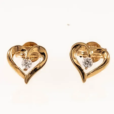 Örhängen Guldfynd hjärtan 7,8x7,4mm med vita stenar, 18K 0,7g. 