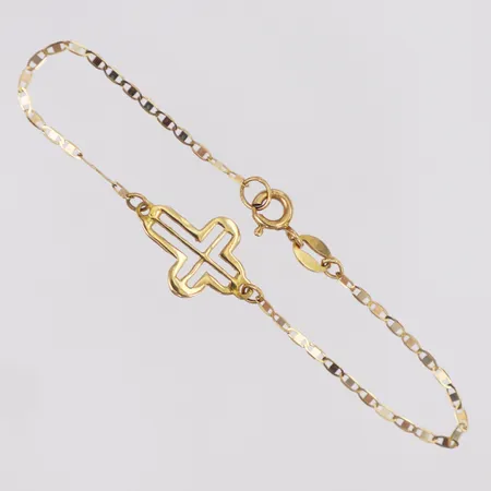 Barnarmband integrerat kors längd 14cm bredd ca 1-10mm, 18K Vikt: 1 g