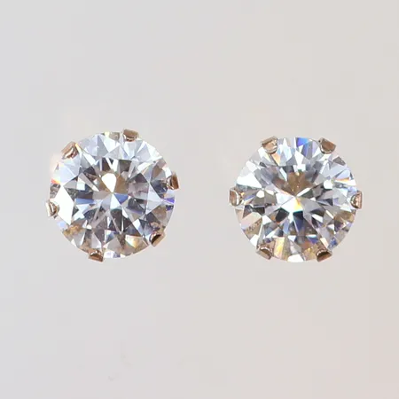 Örhängen med vita stenar Ø7mm förgylld Silver 830/1000 Vikt: 1,5 g