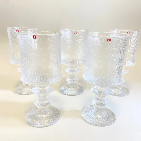5 Ölglas Ittala modell "Senator" höjd 19,5cm Ø8,5cm, design av Timo Serpaneva, etikettmärkta Skickas med postpaket.