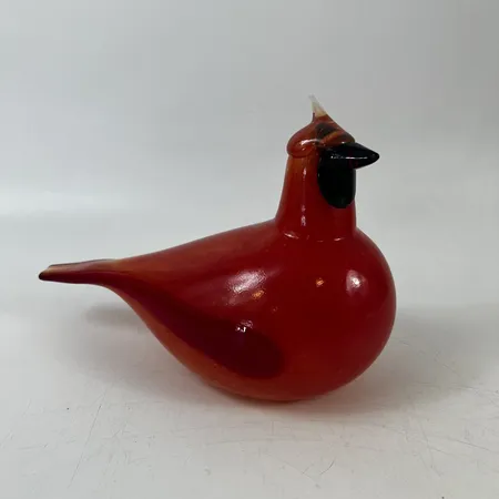 OIVA TOIKKA. Figurin, Fågel, glas, "Cardinal", Nuutajärvi, Iittala, höjd 15cm.