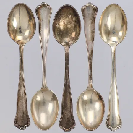 5 Skedar längd 11cm, 830/1000 silver Vikt: 95,9 g