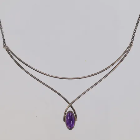 Collier med ametist, längd 37cm, Alton Falköping, 830/1000 silver Vikt: 5,7 g